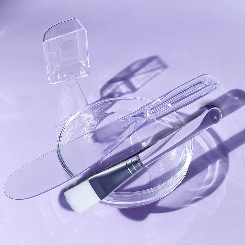 Transparent Mixing Bowl Set DIY Facemask Mixing Tools Soft Applicator Brushes Spatula for Face Deep Cleaning Beauty Skin Care
