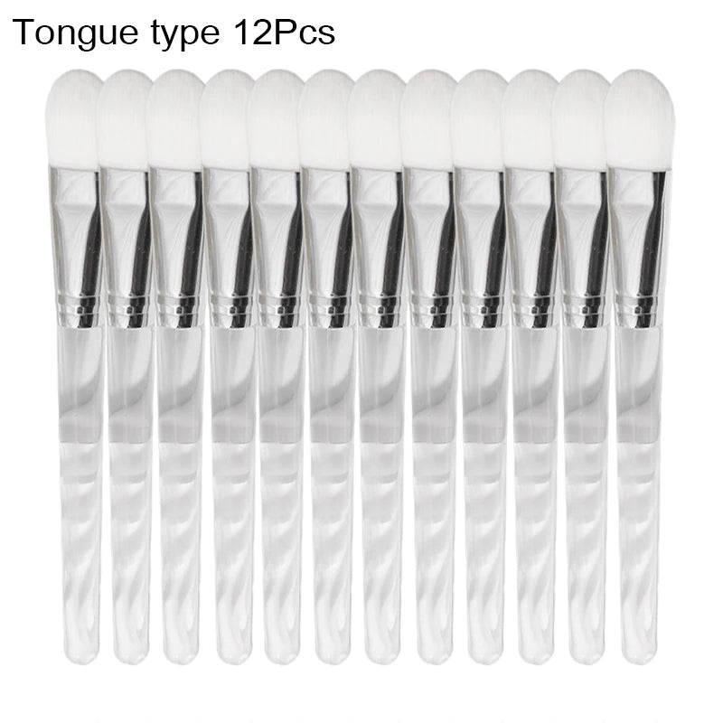 12pcs/set Facial Mask Brushes Soft bristle Transparent Crystal Rod Face Applicator Brush DIY Skincare Salon Spa Makeup Tools