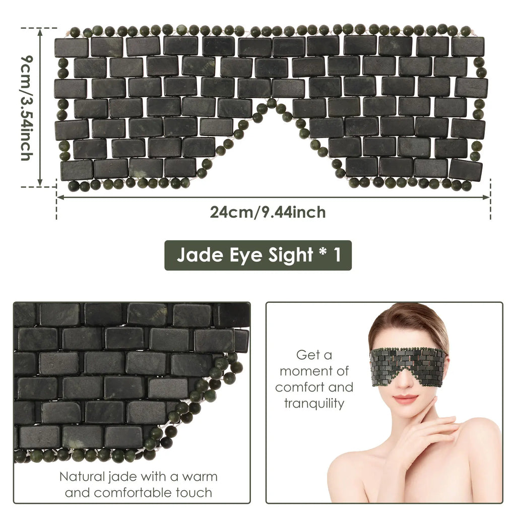 Jade Eye Mask Portable Jade Stone Facial Mask Comfortable Green Cooling Eye Cover Home Beauty SPA Salon Skincare Beauty Massager