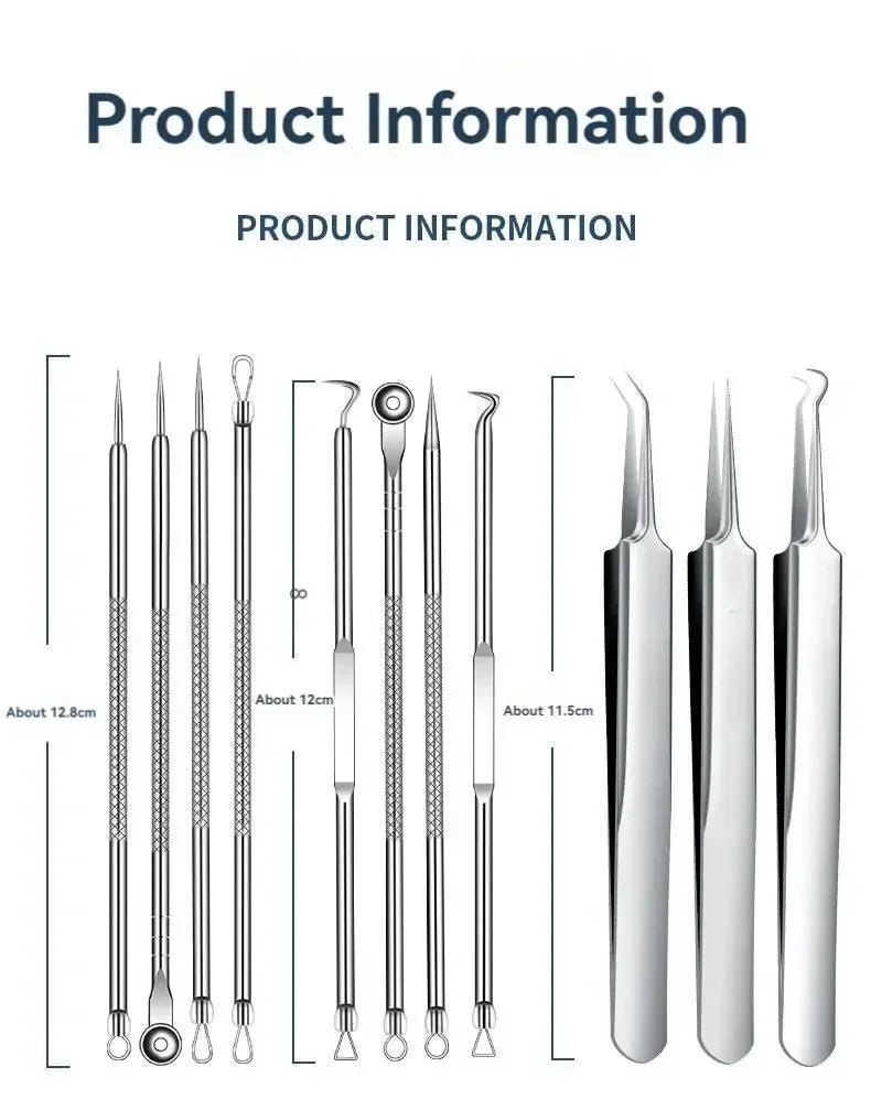 11Pcs/Set Acne Needle Blackhead Clip Remover Extraction Pore Black Head Cleaner Face Skin Care Cleansing Needle Tool Cell Clamp