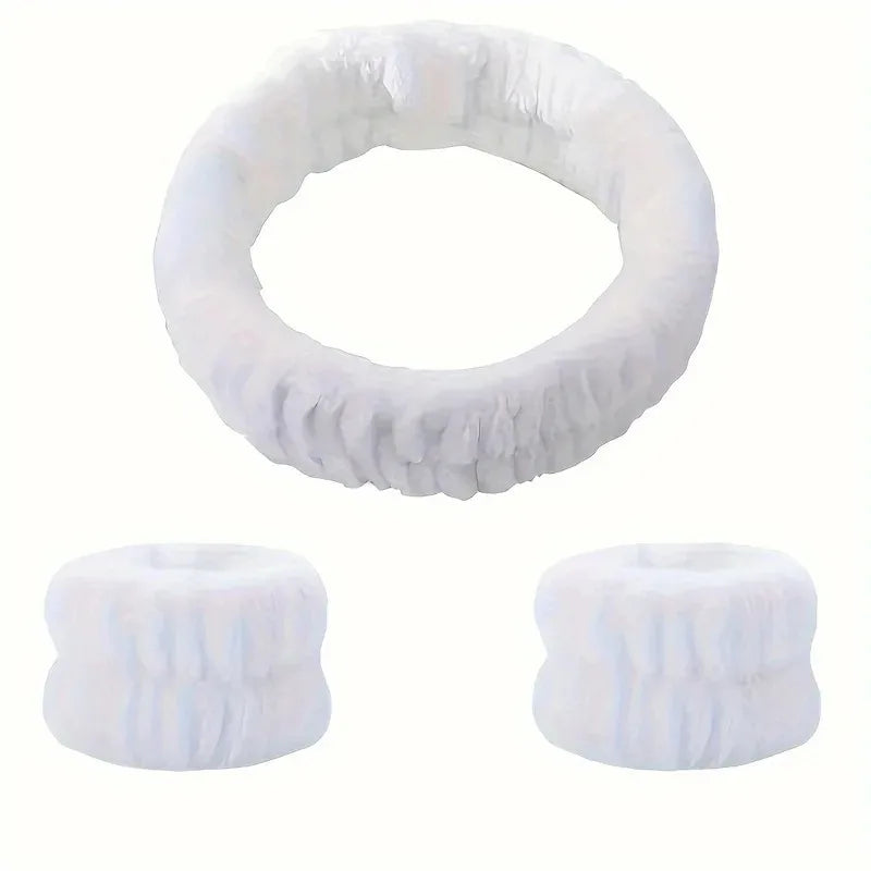 Coral Velvet Facial High-elastic Makeup Hairband Face Wash Wristband Set-face Wash, Facial Mask, Skin Care