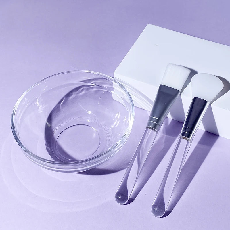 Transparent Mixing Bowl Set DIY Facemask Mixing Tools Soft Applicator Brushes Spatula for Face Deep Cleaning Beauty Skin Care