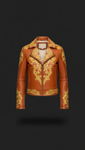 Italian leather jacket with gold detailing