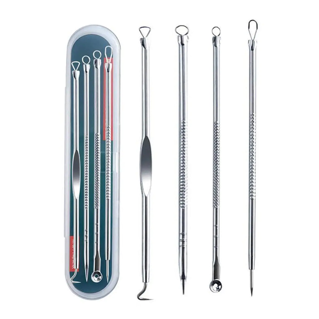 4 Professional Facial Blackhead Needle Set, Acne Whitehead Blackhead Extractor Stainless Steel, Deep Face Cleansing Tool