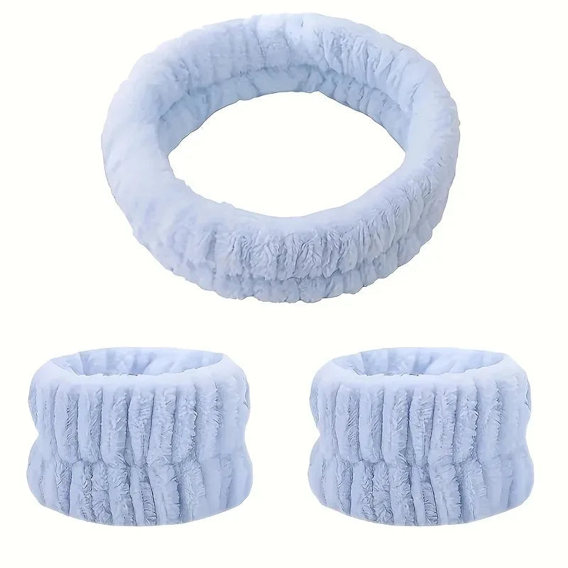 Coral Velvet Facial High-elastic Makeup Hairband Face Wash Wristband Set-face Wash, Facial Mask, Skin Care