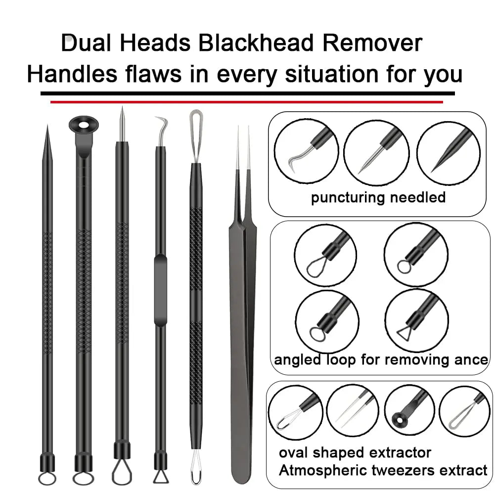 6-Piece Blackhead Removal Tool Set, Capable Of Removing Facial Blackheads, Pimples, Acne, Etc., Keeping The Skin Clean