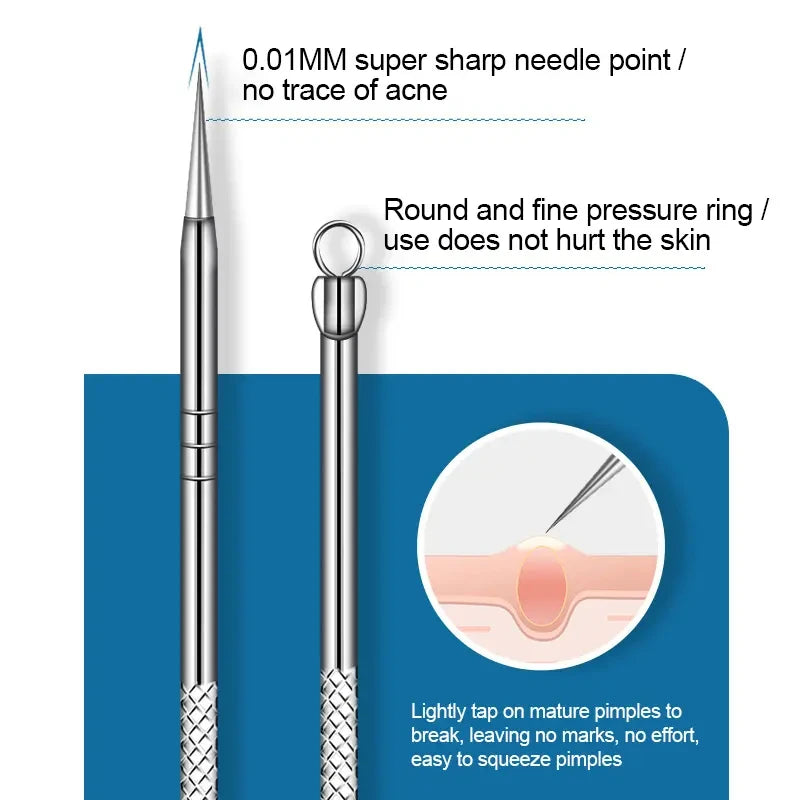 6-Pack Stainless Steel Acne Needles and Blackhead Removal Tools - Pore Cleansing Tools for Professional Facial Skin Beauty Care