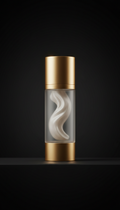 Silk serum bottle with gold accent