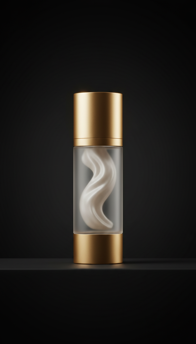 Silk serum bottle with gold accent