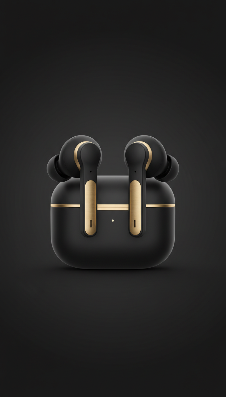 Wireless Earbuds with Gold Accents