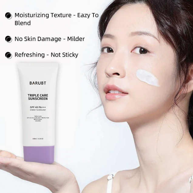 3-in-1 Multi-Effect Face Sunscreen for Women – Triple Action UV Protection, Non-Greasy & Oil-Control – Daily Lightweight Sun Cream