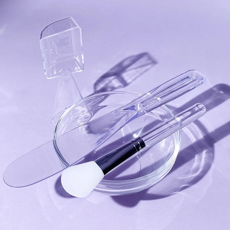 Transparent Mixing Bowl Set DIY Facemask Mixing Tools Soft Applicator Brushes Spatula for Face Deep Cleaning Beauty Skin Care