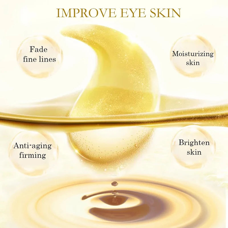 10/20pcs Golden Crystal Collagen Eye Mask Anti Dark Circle Anti-Aging Moisturizing Pink Lip Mask Eyes Lips Travel Size Skin Care