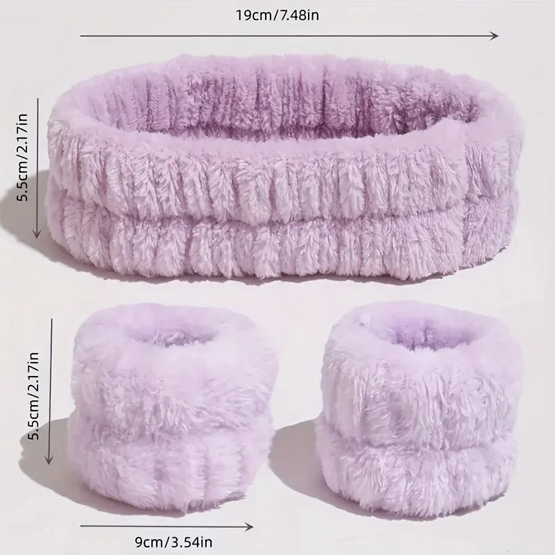 Coral Velvet Facial High-elastic Makeup Hairband Face Wash Wristband Set-face Wash, Facial Mask, Skin Care