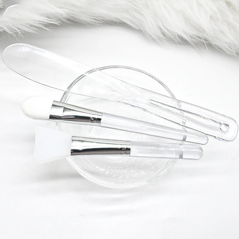 Transparent Mixing Bowl Set DIY Facemask Mixing Tools Soft Applicator Brushes Spatula for Face Deep Cleaning Beauty Skin Care