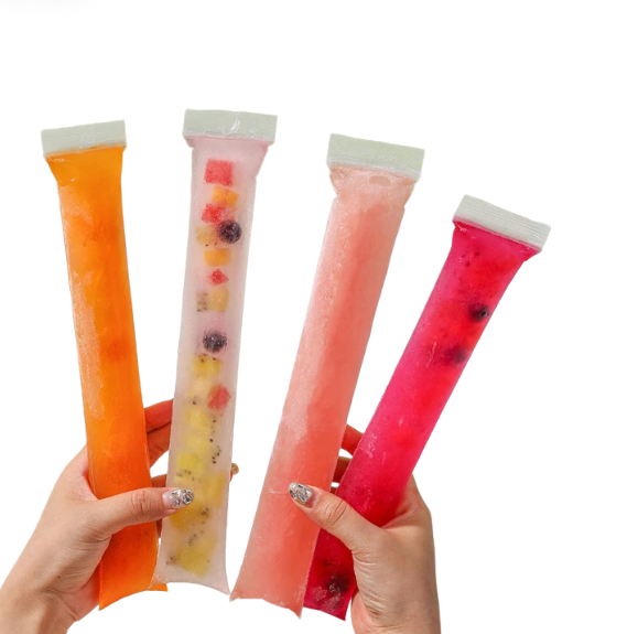 DIY Freezer Pop Bags–Reusable Ice Pop Molds, Self-Sealing, Food-Grade, for Homemade Slushies & Ice Pops