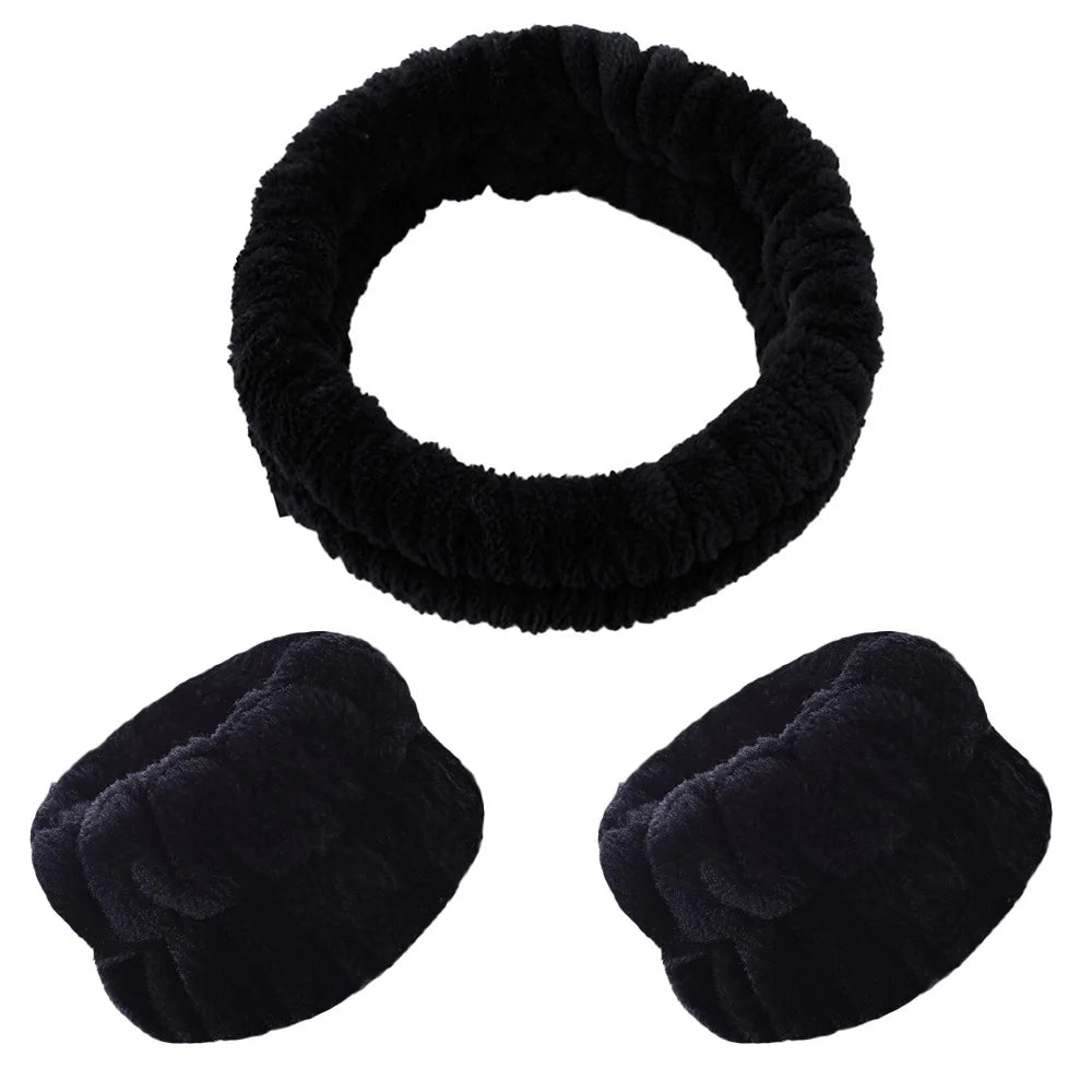 Coral Velvet Facial High-elastic Makeup Hairband Face Wash Wristband Set-face Wash, Facial Mask, Skin Care
