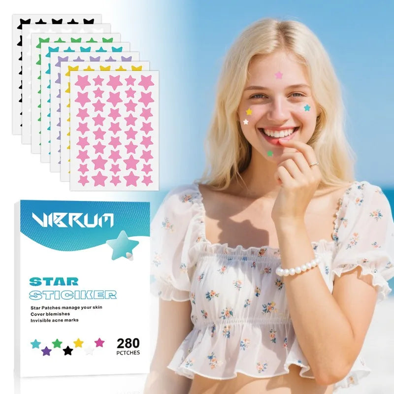 280pcs Star Shaped Pimple Patch Acne Colorful Invisible Acne Removal Skin Care Sticker Concealer Face Spot Beauty Skin Care Tool
