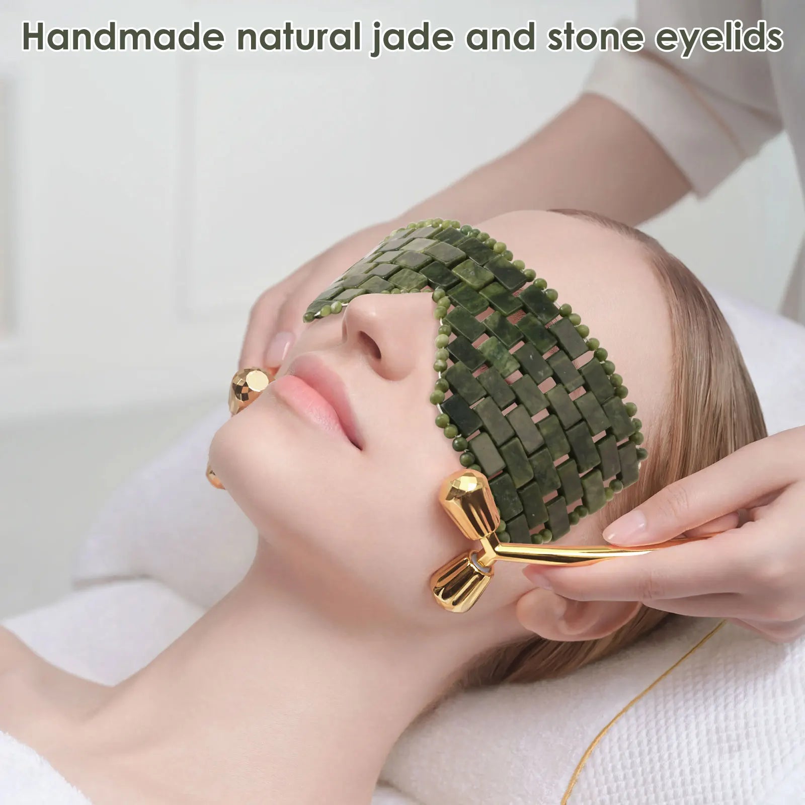 Jade Eye Mask Portable Jade Stone Facial Mask Comfortable Green Cooling Eye Cover Home Beauty SPA Salon Skincare Beauty Massager
