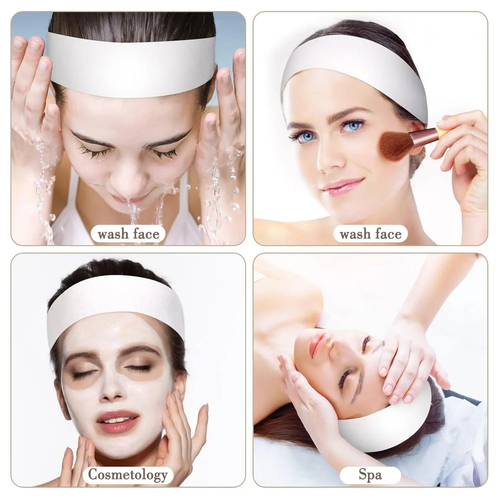 50/100/200PCS Disposable Facial Headbands for Women – Soft Non-Woven Spa Headbands for Facials, Makeup, Skincare, Salon Use